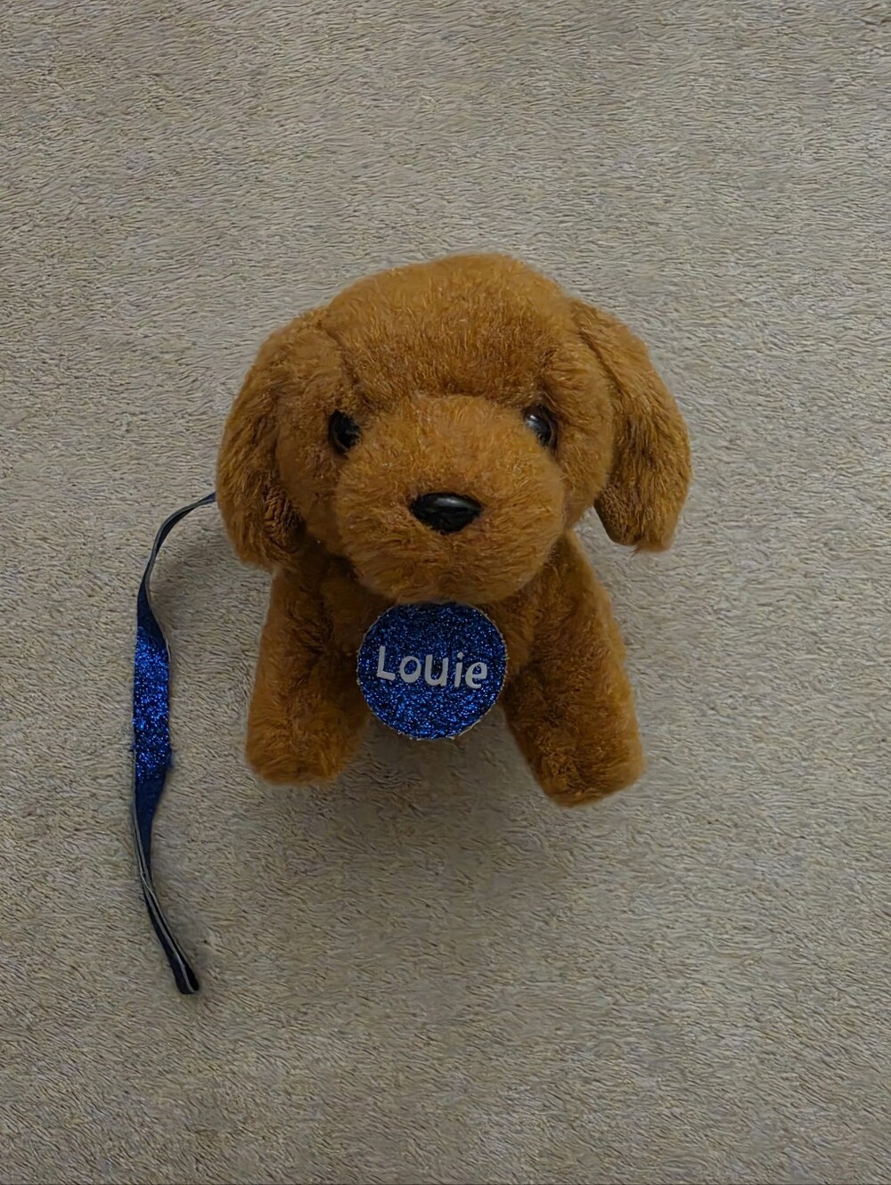 Justice Pet Shop "Louie" The Cute Brown Plush With Blue Collar/Leash